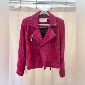 Magenta Bagatelle genuine suede moto jacket, small